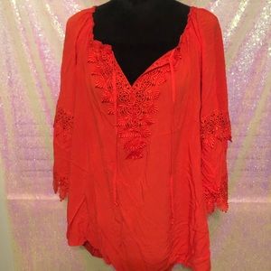 Valerie Stevens XXL Red Tunic with Bell Sleeves
